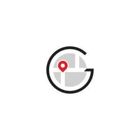letra g, mapa e logotipo de marca de localização ou design de ícone vetor