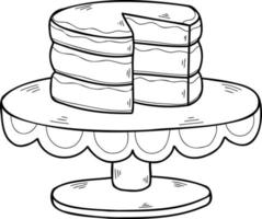bolo de chocolate desenhado à mão na ilustração do suporte do bolo vetor