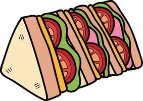 ilustração em fatias de sanduíche desenhado à mão vetor