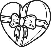 ilustração de caixa de presente em forma de coração desenhada à mão vetor