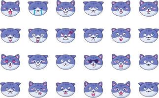 vetor de conjunto de coleção de humor diferente de emoji de gato