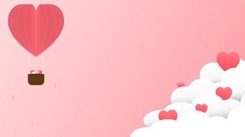 balão de coração de ilustração com nuvem com amante fundo rosa conceito mínimo dos namorados vetor