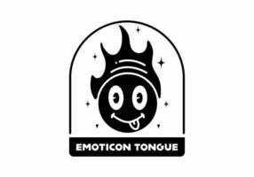 arte de linha de ilustração de tatuagem de língua emoticon vetor