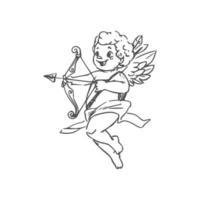 cupido menino alado com flecha e arco vetor