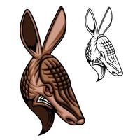 mascote de cabeça de animal tatu de caça e esporte vetor