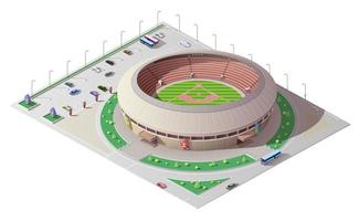 estádio de esporte de beisebol 3d edifício isométrico vetor