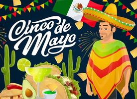 feriado mexicano de cinco de maio sombrero e pimentão vetor