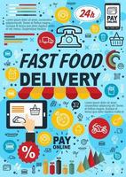 infográficos de pedidos on-line de fast food vetor