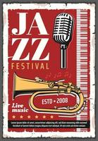 cartaz retrô do festival de música jazz vetor