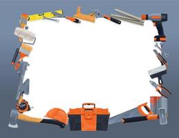 borda de quadro de ferramentas de construção e reparo vetor