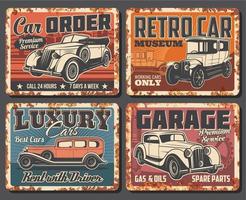 placas enferrujadas de serviço de garagem de carros antigos vetor