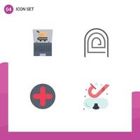 4 conceito de ícone plano para sites móveis e aplicativos on-line, além de elementos de design de vetores editáveis de hospital de senha de compras