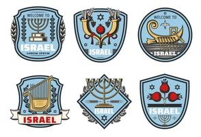símbolos de vetor de marco de viagem de israel