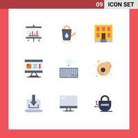9 ícones criativos, sinais e símbolos modernos de planejamento de teclado, projeto de design de casa, elementos de design de vetores editáveis