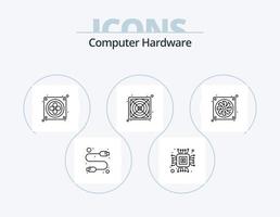 ícone de linha de hardware de computador pack 5 design de ícone. projetor. projetor. computador. alto falante. hardware vetor