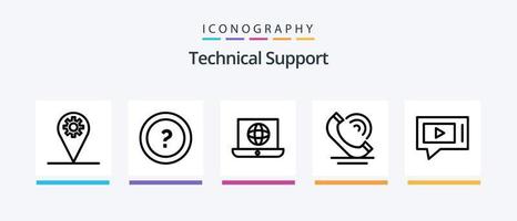 pacote de ícones da linha 5 de suporte técnico, incluindo serviço de suporte online. técnico. grupo. mundo. serviço. design de ícones criativos vetor