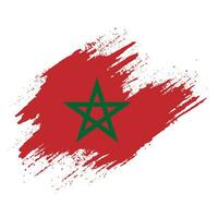 novo vetor de bandeira de marrocos de textura grunge de pincel