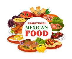 comida mexicana de vegetais e pratos de carne vetor