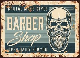 barbearia, vetor de placa enferrujada de cabeleireiro masculino