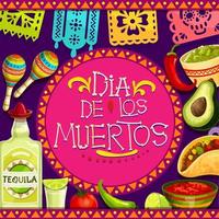 atributos do feriado mexicano dia de los muertos vetor