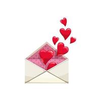 envelope com corações, correspondência de amor vetor