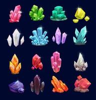 gemas de cristal, ícones vetoriais de pedras preciosas vetor