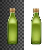 garrafa de azeite verde com tampa, maquete realista vetor
