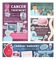 cartazes médicos de câncer, urologia e nefrologia vetor