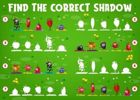 encontre a baga correta dos desenhos animados da sombra na ioga vetor