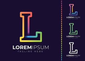l logotipo gradiente colorido inicial da letra. design moderno do logotipo da letra l. vetor