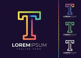 logotipo de gradiente colorido inicial da letra t. design moderno do logotipo da letra t. vetor