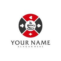 modelo de vetor de logotipo de pôquer de café, conceitos de design de logotipo de pôquer criativo