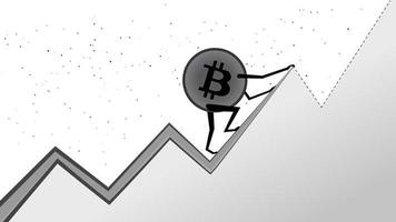 bitcoin btc está subindo para o próximo pico em branco. criptomoeda tem alta de todos os tempos. moeda btc para a lua. vetor