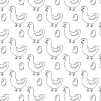 padrão perfeito com galinhas, galos e galinhas. ilustração vetorial. vetor