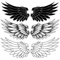 vetor livre asas de anjo tatuagem tribal outlime e design de arte de linha