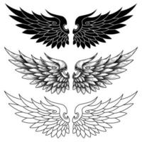 design de tatuagem vintage de asas de anjo de vetor livre