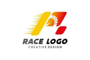 design de logotipo de letra r de corrida com conceito geométrico vetor