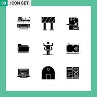 9 ícones criativos sinais modernos e símbolos de armazenamento digital de capacidade multitarefa elementos de design de vetores editáveis abertos