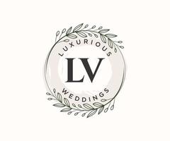 lv letras iniciais modelo de logotipos de monograma de casamento, modelos modernos minimalistas e florais desenhados à mão para cartões de convite, salve a data, identidade elegante. vetor