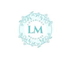 modelo de logotipos de monograma de casamento de carta de iniciais lm, modelos modernos minimalistas e florais desenhados à mão para cartões de convite, salve a data, identidade elegante. vetor