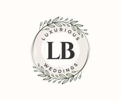 lb letras iniciais modelo de logotipos de monograma de casamento, modelos modernos minimalistas e florais desenhados à mão para cartões de convite, salve a data, identidade elegante. vetor