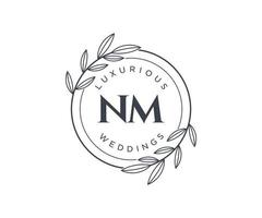 nm letras iniciais modelo de logotipos de monograma de casamento, modelos modernos minimalistas e florais desenhados à mão para cartões de convite, salve a data, identidade elegante. vetor