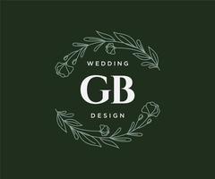 coleção de logotipos de monograma de casamento de letras iniciais gb, modelos modernos minimalistas e florais desenhados à mão para cartões de convite, salve a data, identidade elegante para restaurante, boutique, café em vetor