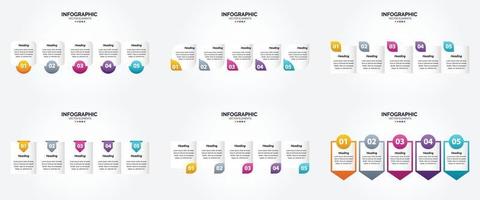 conjunto de design plano de infográficos de ilustração vetorial para folheto publicitário e revista vetor