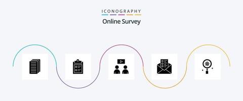 pacote de ícones de pesquisa on-line glifo 5 incluindo . correspondência . texto. o negócio . vídeo vetor