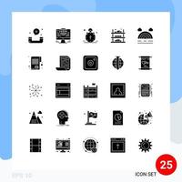 25 glifos sólidos vetoriais temáticos e símbolos editáveis de rede de comércio de venda comprar elementos de design de vetores editáveis de sino
