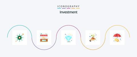 pacote de ícones de 5 planos de investimento, incluindo . seguro. diamante. finança. mão vetor