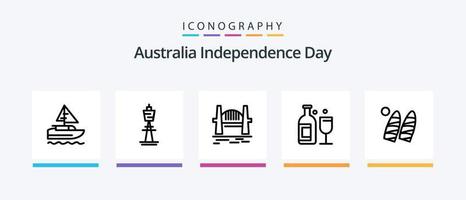 Pacote de ícones da linha 5 do Dia da Independência da Austrália, incluindo localização. bandeira. australiano. país. viajar por. design de ícones criativos vetor