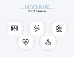 pacote de ícones de linha de carnaval do brasil 5 design de ícones. brasil. nascer do sol. marco. Sol. carnaval vetor
