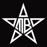 monograma do logotipo mb com modelo de design em forma de estrela vetor